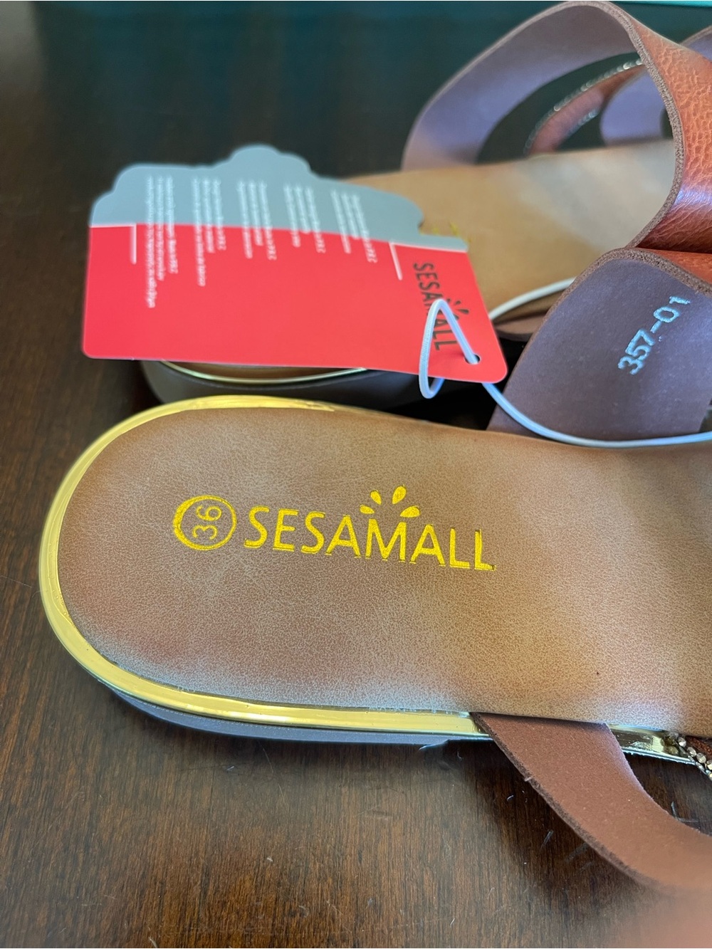 NWT Sesamall Item 357-01 Women's Brown Rhinestone Toe-Loop Sandals - Picture 5 of 10
